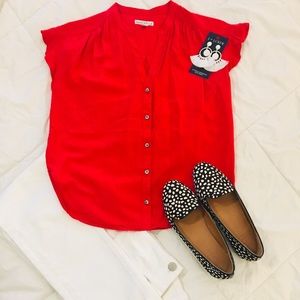 J. Crew Red Ruffle Top - XS